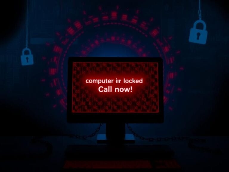 Flick International A dark digital landscape illustrating online scam dangers and phishing attempts