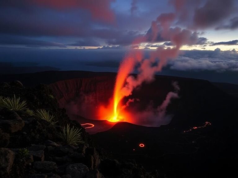 Flick International Dramatic view of Kīlauea volcano at dusk with lava fountains