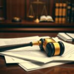 Flick International A courtroom scene depicting a judge's gavel on a stack of legal documents
