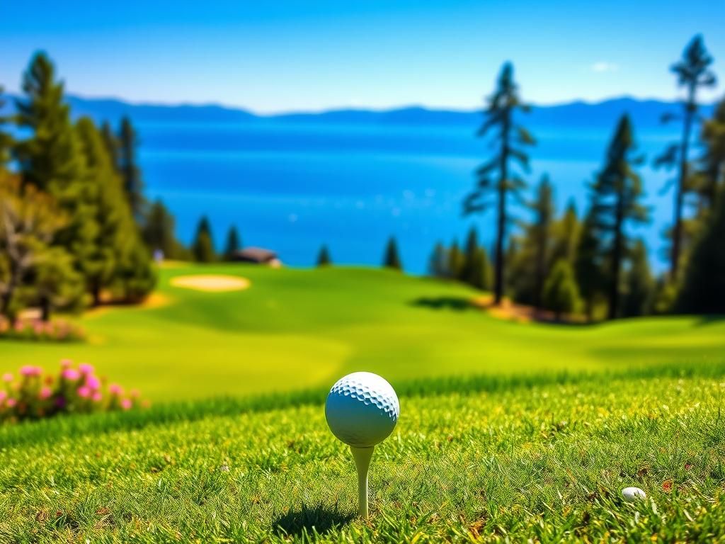 Flick International Serene view of a picturesque golf course at Lake Tahoe