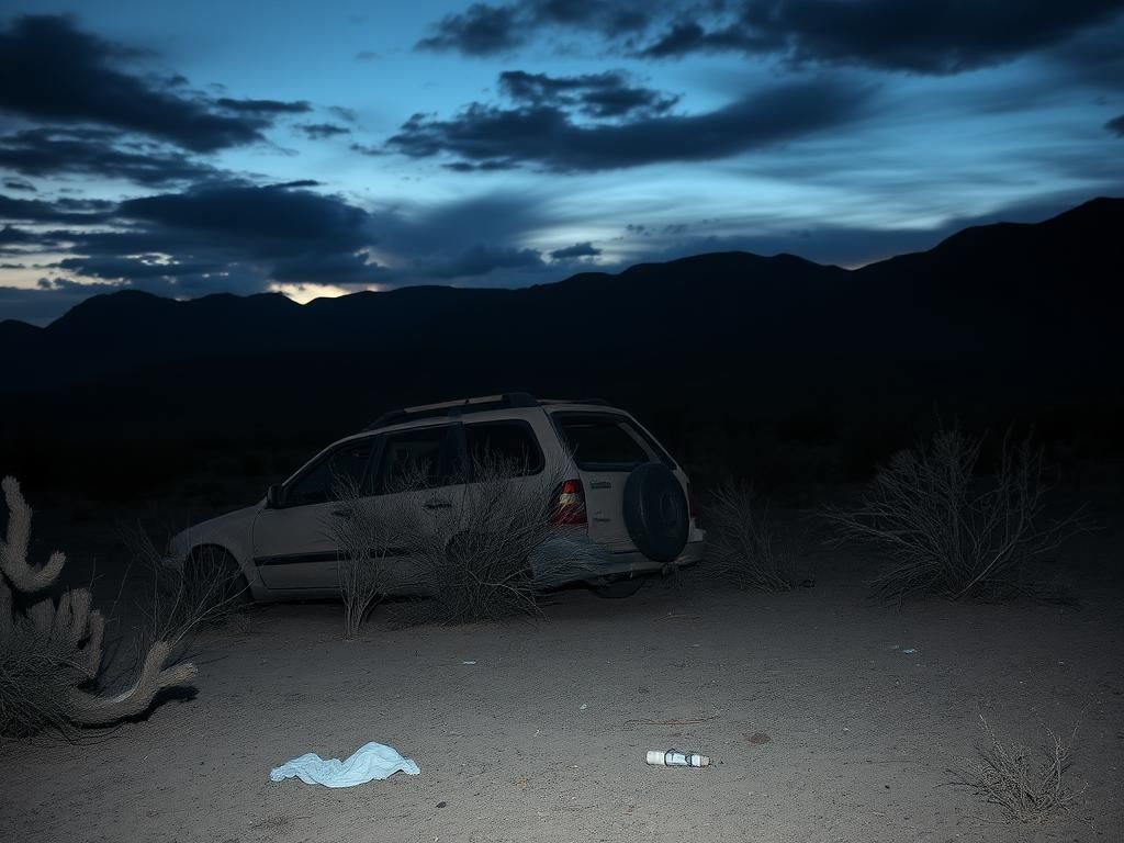 Flick International Abandoned vehicle on Salt River Pima-Maricopa Indian reservation symbolizing crime scene