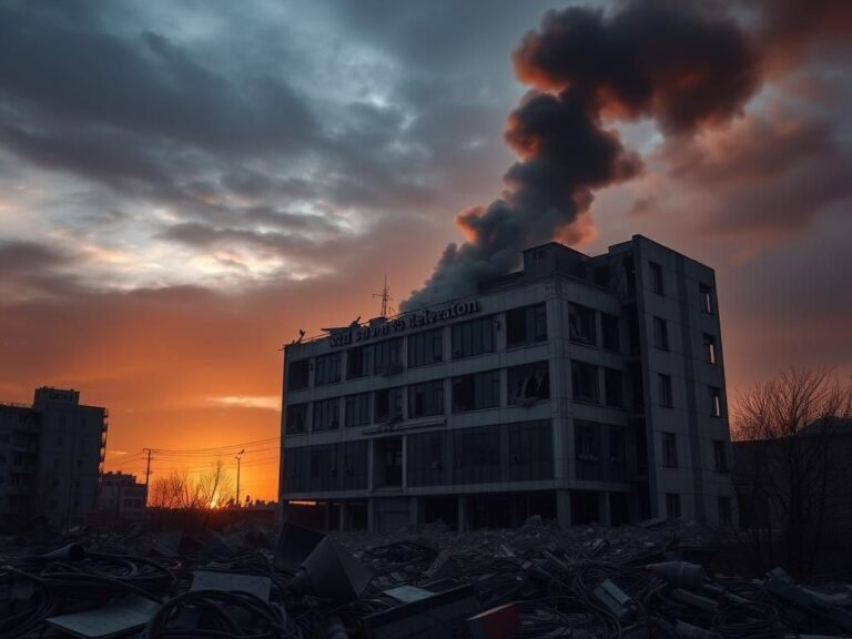 Flick International Aftermath of an airstrike on Iran's state-run television building in Tehran