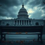 Flick International Empty bench outside the U.S. Capitol, symbolizing solitude and vulnerability after recent shootings