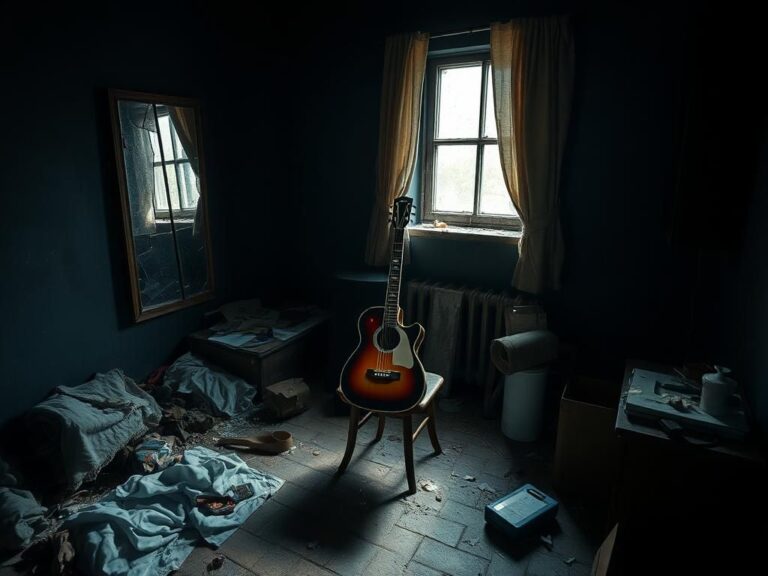 Flick International A dimly lit room with scattered items reflecting chaos and distress.