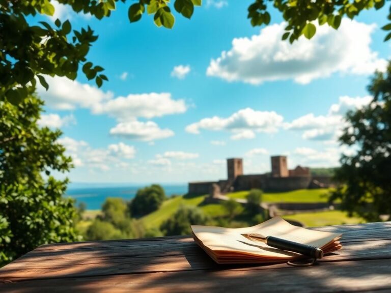 Flick International Serene view of Fort Ticonderoga with historic walls against a bright blue sky