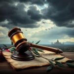 Flick International Ornate gavel on U.S. Constitution symbolizing congressional authority in war decisions