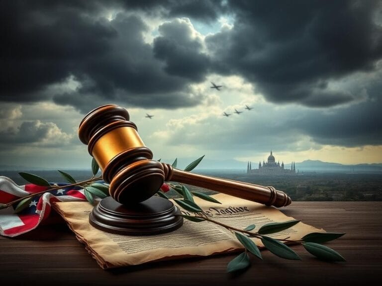 Flick International Ornate gavel on U.S. Constitution symbolizing congressional authority in war decisions