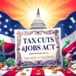 Flick International Vibrant image of the 'Tax Cuts & Jobs Act' bill with an American flag backdrop