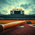 Flick International A close-up of a pristine baseball bat on home plate with the Green Monster in the background