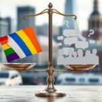 Flick International A delicate balance scale symbolizing transgender rights and public opinion