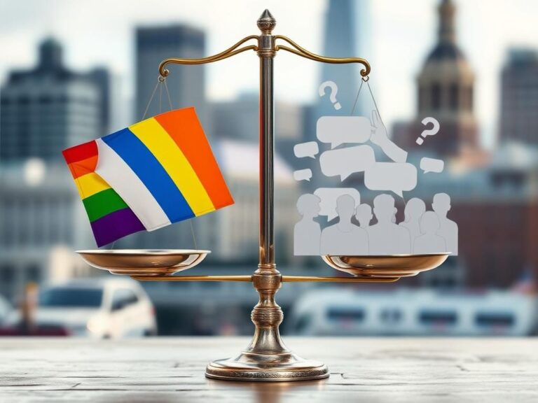 Flick International A delicate balance scale symbolizing transgender rights and public opinion