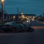 Flick International A damaged car on a desolate street scene post-crash