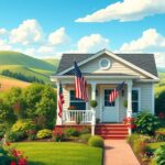 Flick International A welcoming front porch decorated with the American flag, symbolizing respect and responsibility of immigrants.