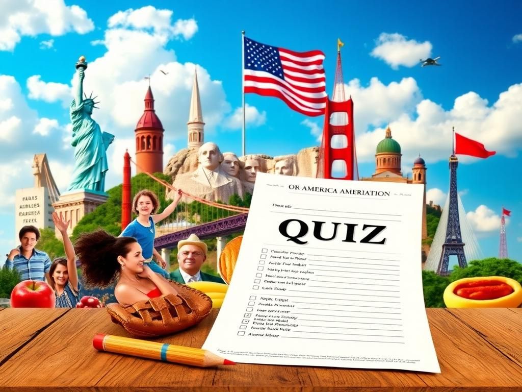 Flick International A vibrant collage of iconic American landmarks and cultural symbols