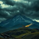 Flick International Rugged landscape of Mount Alvand with dark clouds and a hidden nuclear facility