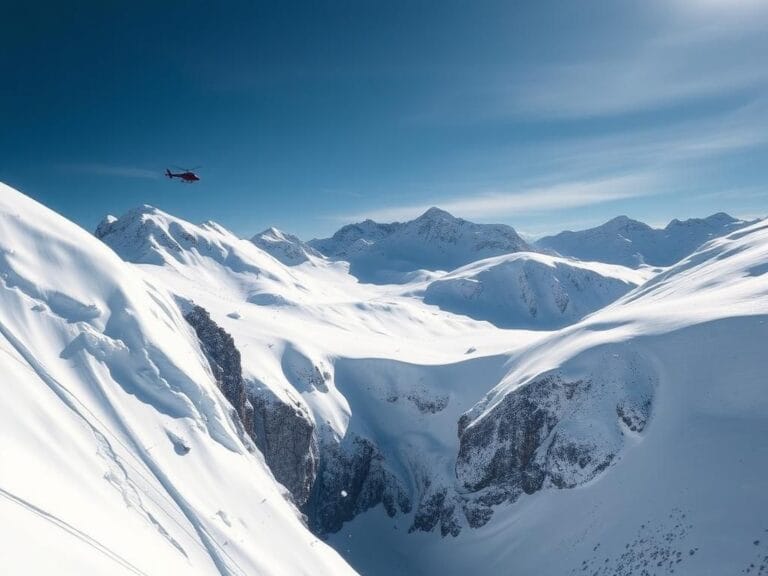 Flick International Steep snow-covered slope leading to rocky precipice in Colorado mountain range