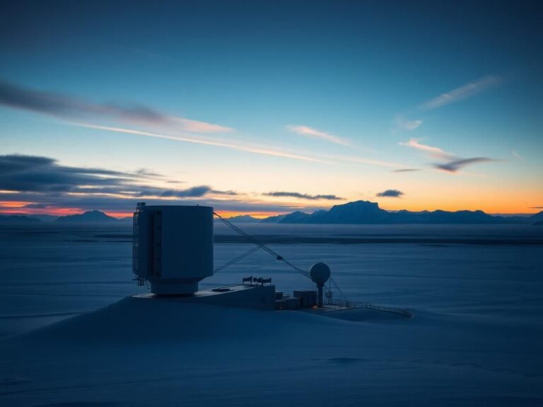 Flick International A military radar installation at Pituffik Space Base in Greenland under a twilight sky