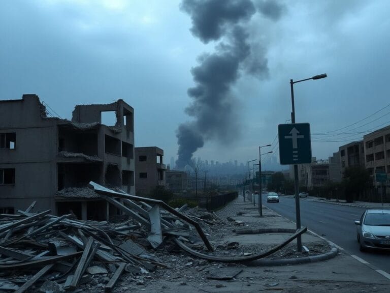 Flick International Desolate urban landscape of Tehran showing destruction from airstrikes