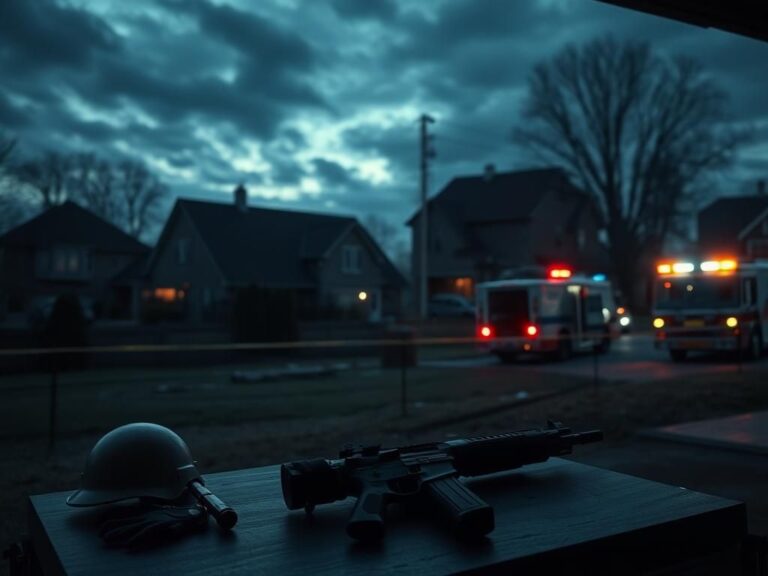 Flick International Dark suburban house in West Chester, Pennsylvania, with tactical equipment visible in the garage during a protest