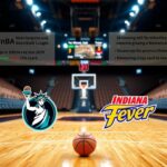 Flick International A vibrant WNBA basketball court showcasing the excitement of women's basketball with team logos and empty stands