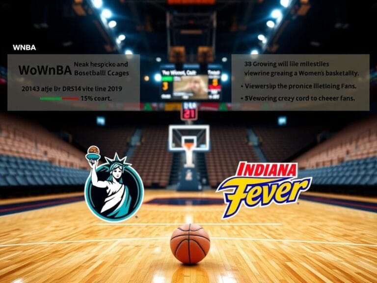 Flick International A vibrant WNBA basketball court showcasing the excitement of women's basketball with team logos and empty stands