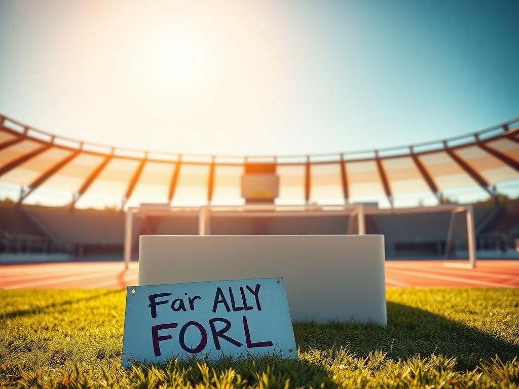 Flick International Empty high jump medal podium with a protest sign indicating a moment of contention in sports.