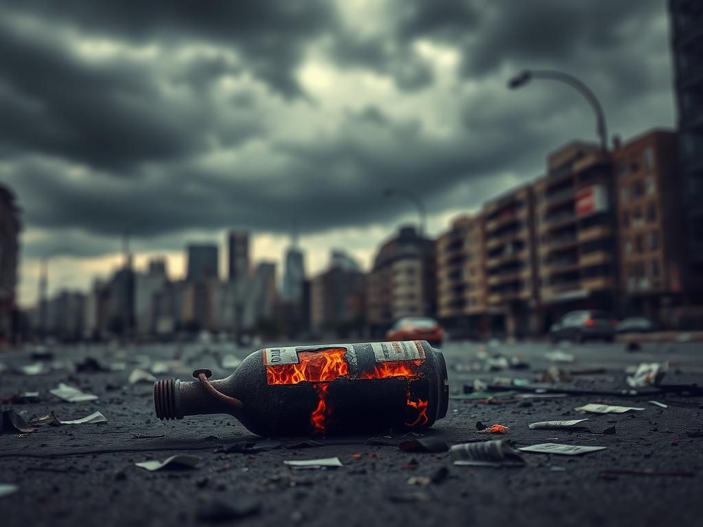 Flick International aftermath of a terror attack with debris in a city street
