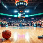 Flick International New York Liberty basketball game scene showcasing vibrant court and cheering fans