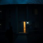 Flick International Dark apartment complex scene showing shadows and dimly lit corridors