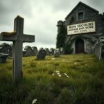 Flick International Overgrown grave site with weathered wooden cross at former mother-and-baby home in Ireland