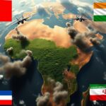 Flick International Aerial view of Africa highlighting contrasting landscapes of conflict and opportunity