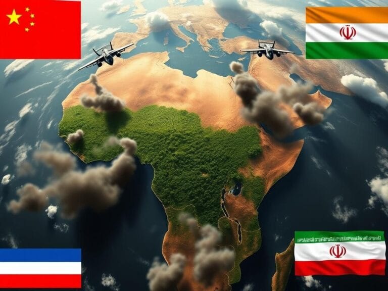 Flick International Aerial view of Africa highlighting contrasting landscapes of conflict and opportunity