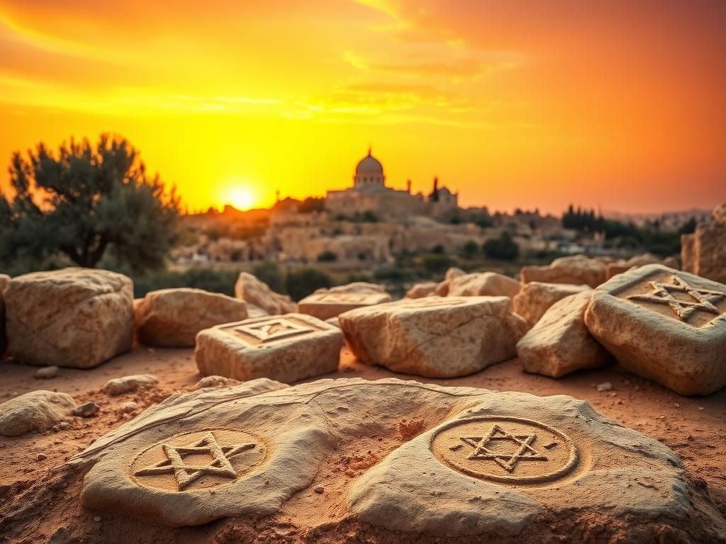 Flick International Archaeological site in Jerusalem showcasing ancient stone ruins and clay seal impressions.