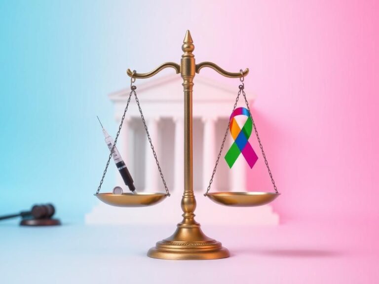 Flick International A pair of intertwined scales of justice symbolizing the Supreme Court's examination of gender transition treatments for minors.