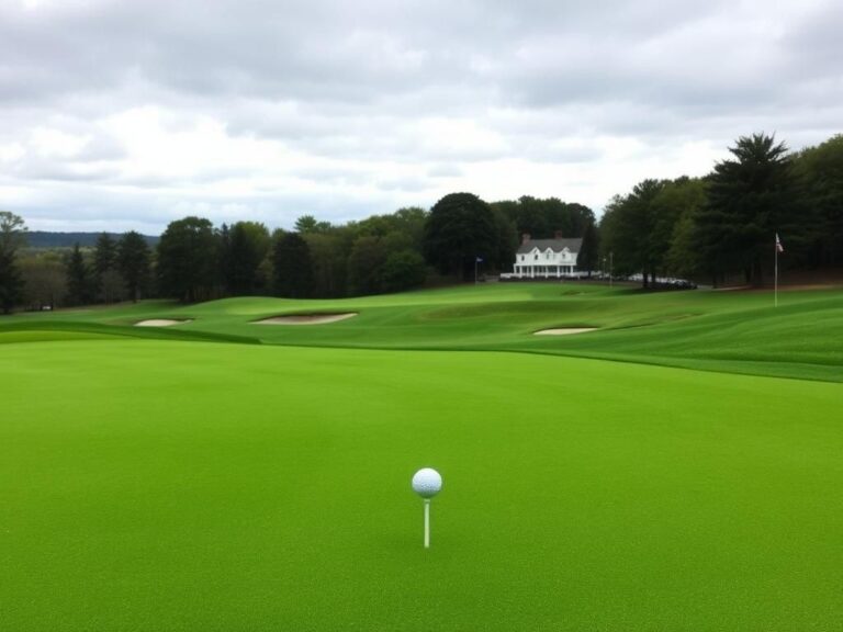 Flick International Scenic view of Oakmont Country Club showcasing lush fairways and a cloudy sky
