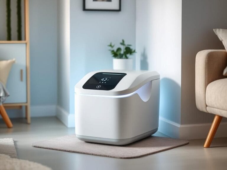 Flick International A stylish automatic litter box in a modern living space