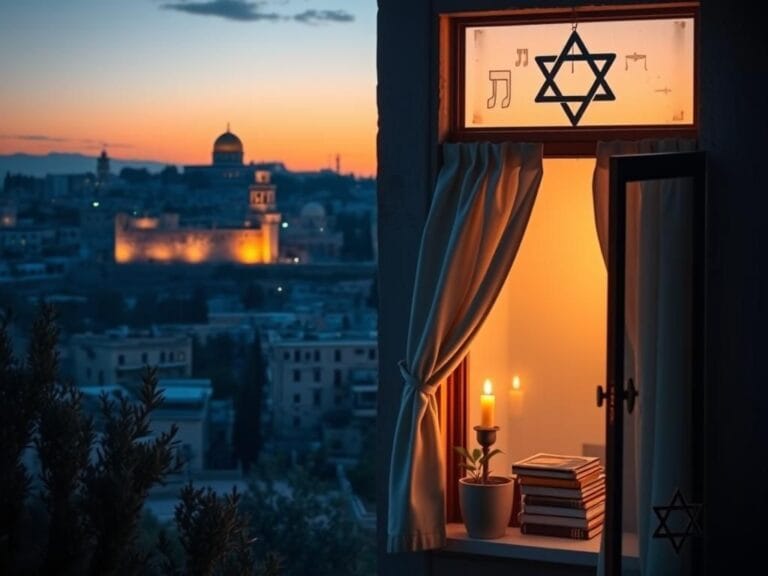 Flick International A serene landscape of Jerusalem showcasing the Western Wall and Dome of the Rock at twilight