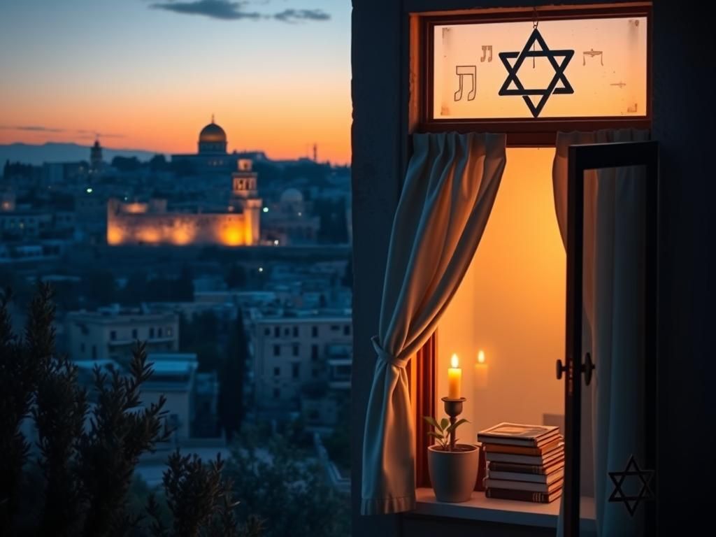 Flick International A serene landscape of Jerusalem showcasing the Western Wall and Dome of the Rock at twilight