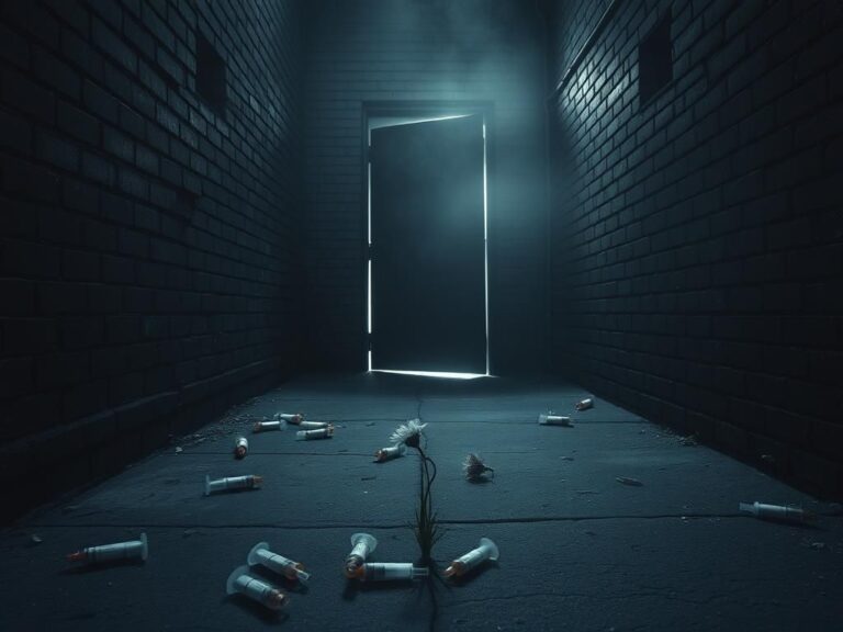 Flick International A dark alley with a crumbling brick wall symbolizing turmoil from gender transition procedures