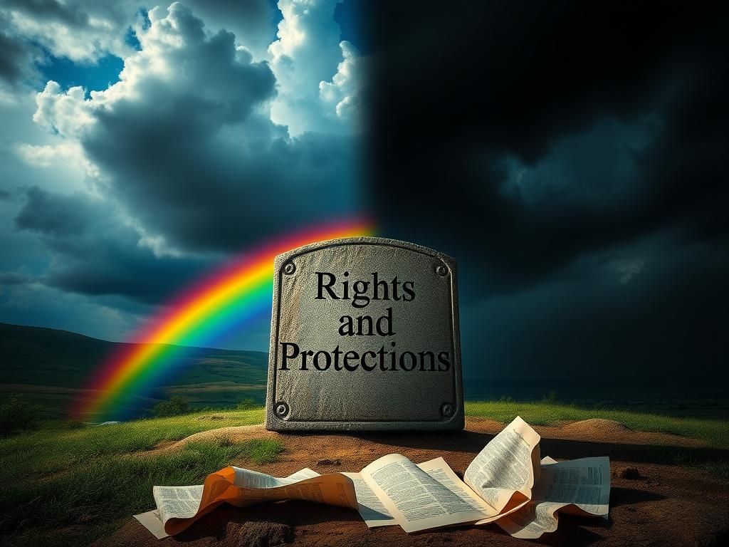 Flick International Split landscape depicting division in society over transgender rights