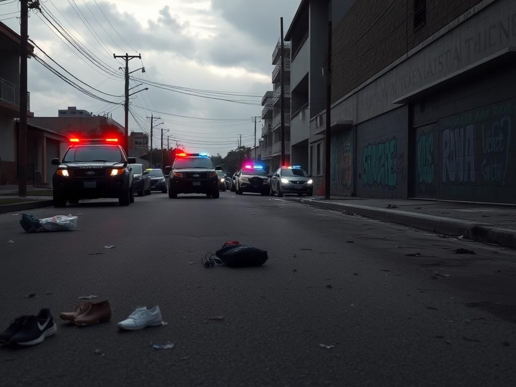 Flick International Dramatic urban scene showing aftermath of ICE operation in Puerto Rico