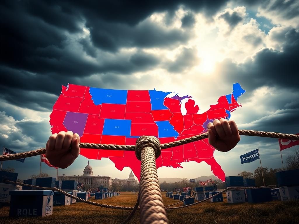 Flick International Large-scale map of the United States highlighting congressional districts in red and blue