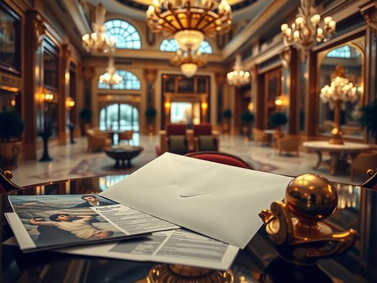 Flick International Luxurious hotel lobby with ornate decorations and lavish gifts symbolizing excess