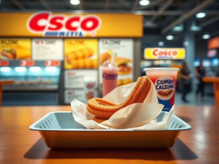Flick International A vibrant image of a Costco food court featuring a $1 churro on an empty food tray.