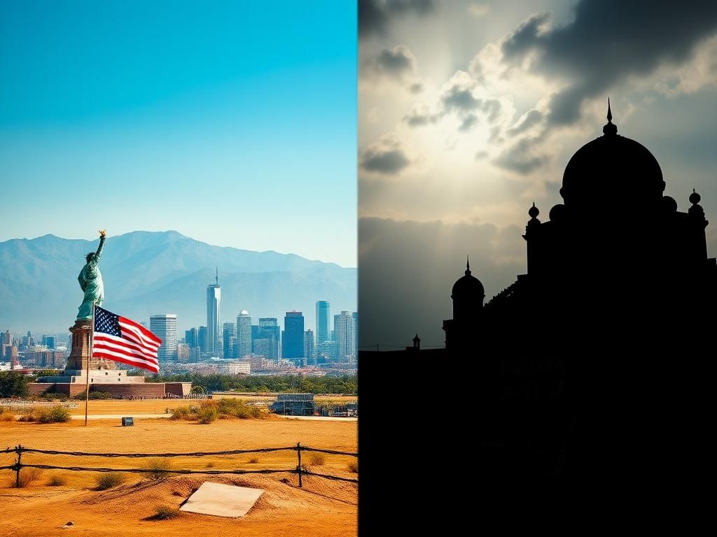 Flick International A visual comparison between American freedom and Iranian oppression