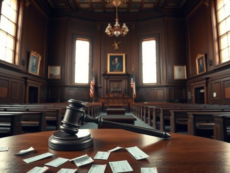 Flick International Interior of a Pennsylvania courthouse featuring a gavel, symbolizing justice and democracy