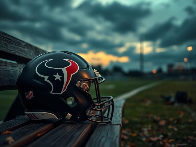 Flick International Close-up of a football helmet on a wooden bench symbolizing the weight of scrutiny for Jimmie Ward