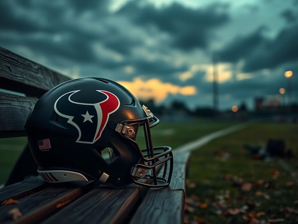 Flick International Close-up of a football helmet on a wooden bench symbolizing the weight of scrutiny for Jimmie Ward