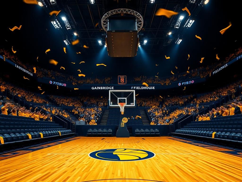 Flick International Vibrant basketball court at Gainbridge Fieldhouse with Indiana Pacers logo