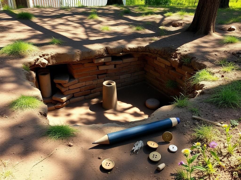 Flick International Archaeological dig site revealing artifacts at Williamsburg Bray School